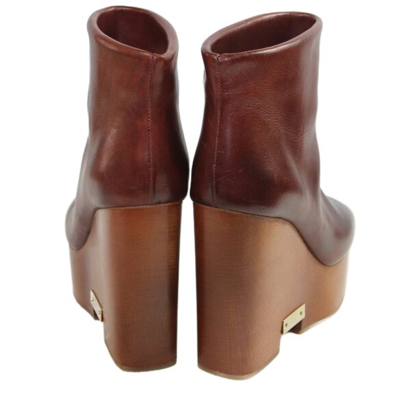 Chloé Wooden Wedge Boot Gold Name Plate Accent, Size 37 (US 7) - Picture 7 of 10